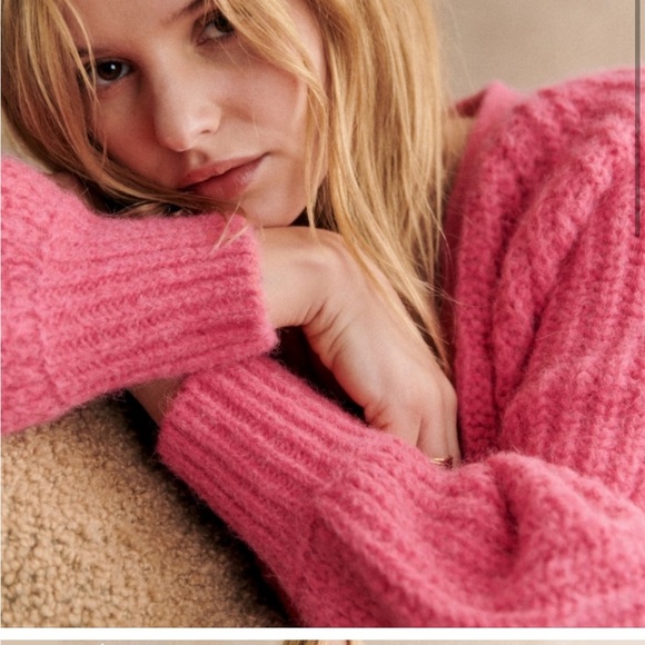 Sezane Basile Pop Pink Cardigan - Picture 3 of 5